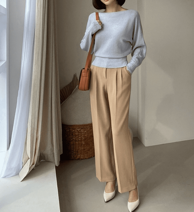 骨格ナチュラル タックワイドパンツ ワイドパンツ|骨格