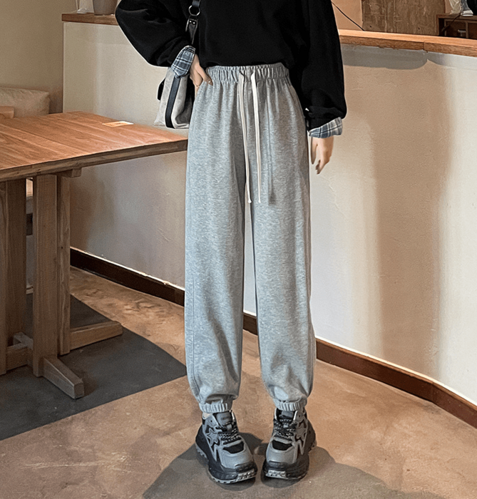 骨格ストレートカジュアルスウェットパンツ ハイウエストパンツ