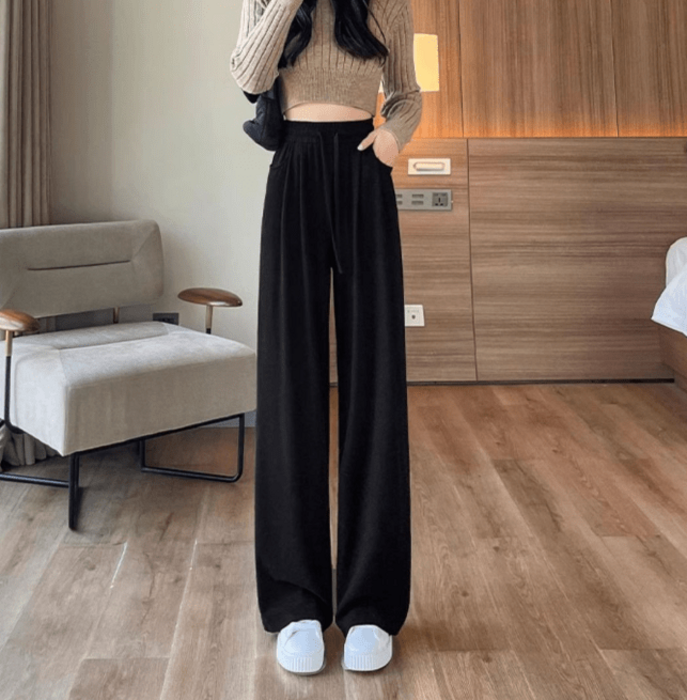 ストレートパンツ ワイドレッグ シンプル リラックス L3337 miniministore ロングパンツ レディース ワイドパンツ ハイ