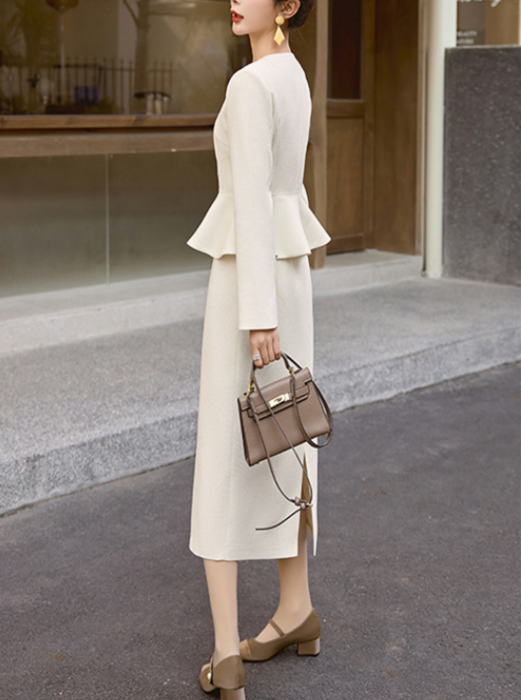 骨格ストレートフォーマルペプラム+ストレートスカート 骨格ストレートフォーマルペプラム+ストレートスカート