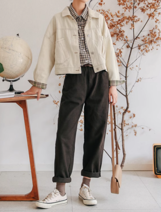 骨格ストレートホワイトデニムジャケット ジャケット|骨格ストレート