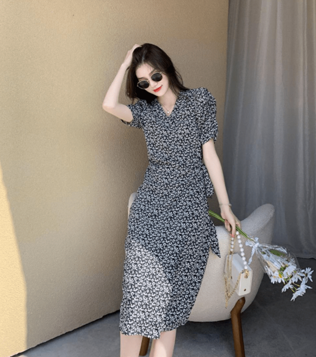 Marni 花柄パフスリーブワンピース ショートパフスリーブ花柄ワンピース | レディースファッション