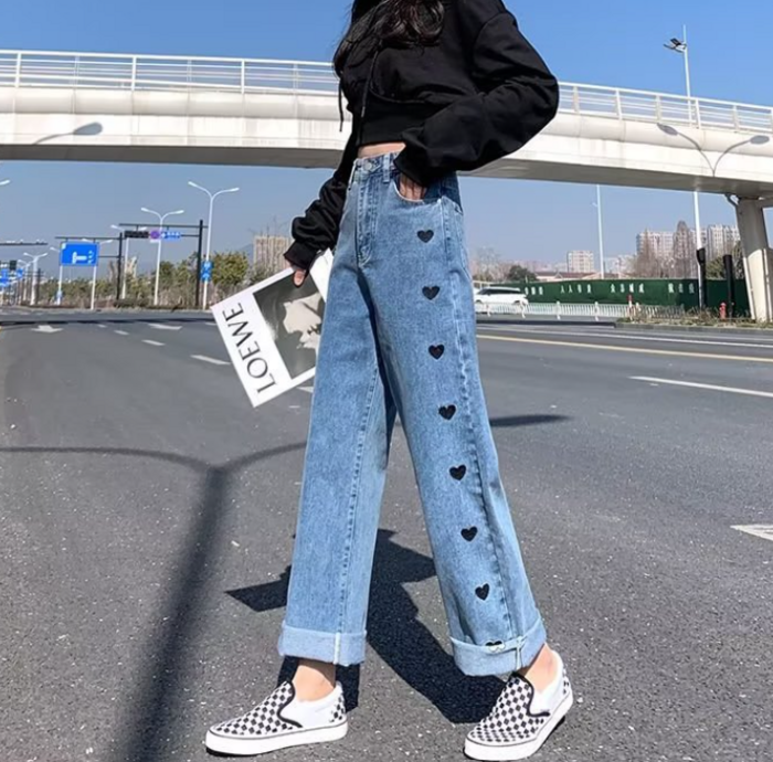 骨格ストレートサイドハートカットデニムパンツ パンツ|骨格ストレート