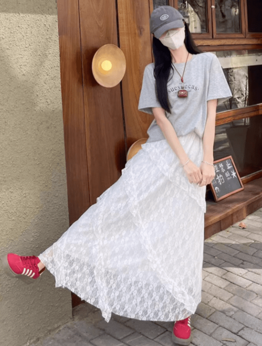 新品未使用 プラージュ アンティークライクレーススカート 白 ウエストゴム M plage（プラージュ）の「Antique like lace スカート（スカート）」 - WEAR