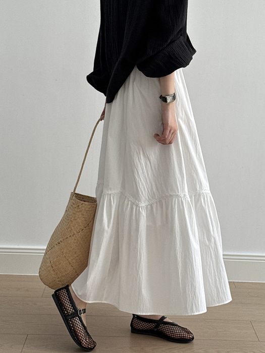 骨格ウェーブAラインティアードロングスカート（スカート）｜骨格