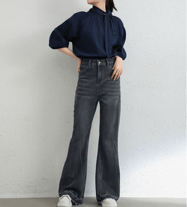 骨格ストレートワイドレッグデニムパンツ パンツ|骨格ストレート