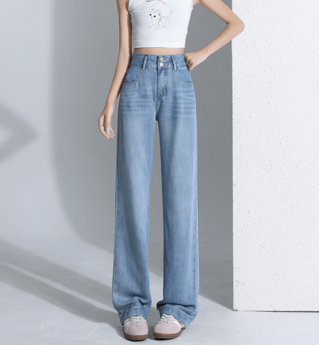 骨格ナチュラルWボタン美脚ワイドレックデニムパンツ パンツ|骨格