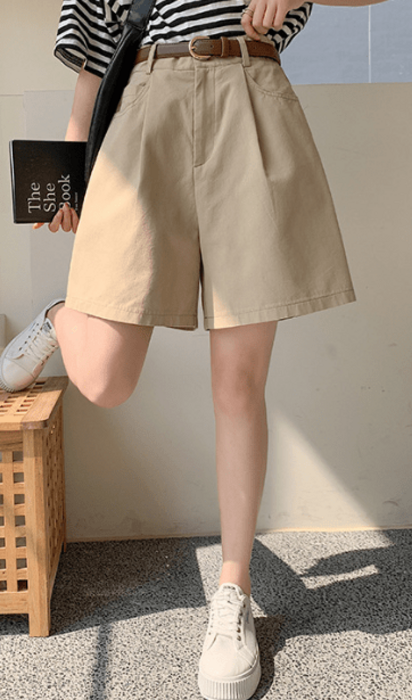 骨格ウェーブワンタックAラインハーフパンツ
