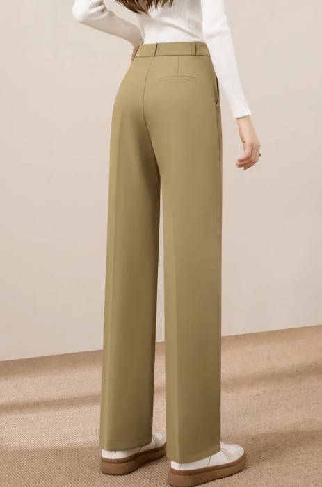 骨格ウェーブノータックストレートパンツ