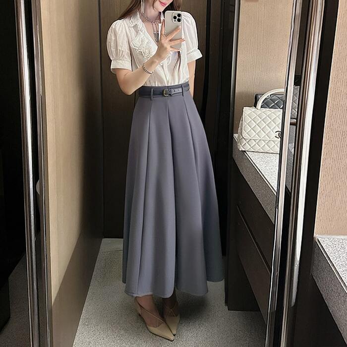 骨格ウェーブAラインロングスカート