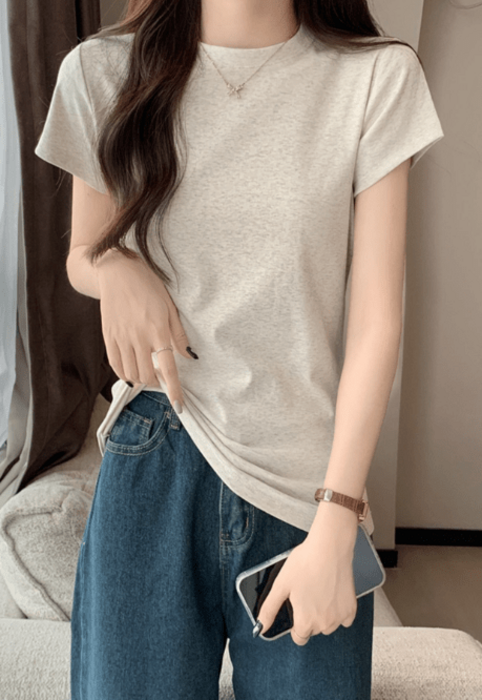 骨格ウェーブラウンドネックTシャツ