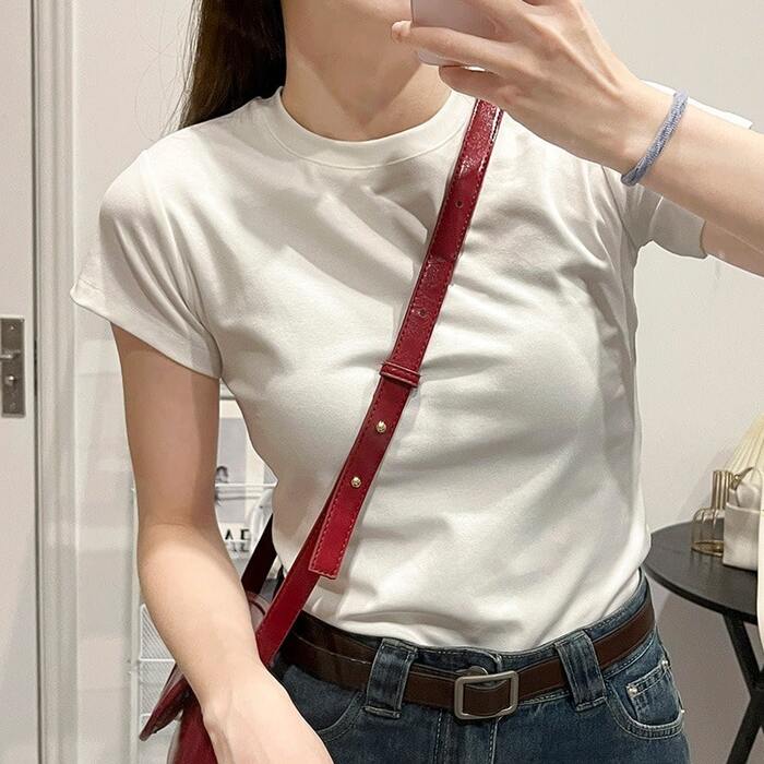 骨格ウェーブラウンドネックTシャツ