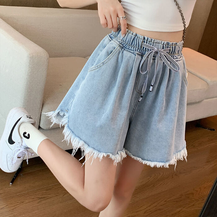 骨格ウェーブドローストリングカットオフショートパンツ