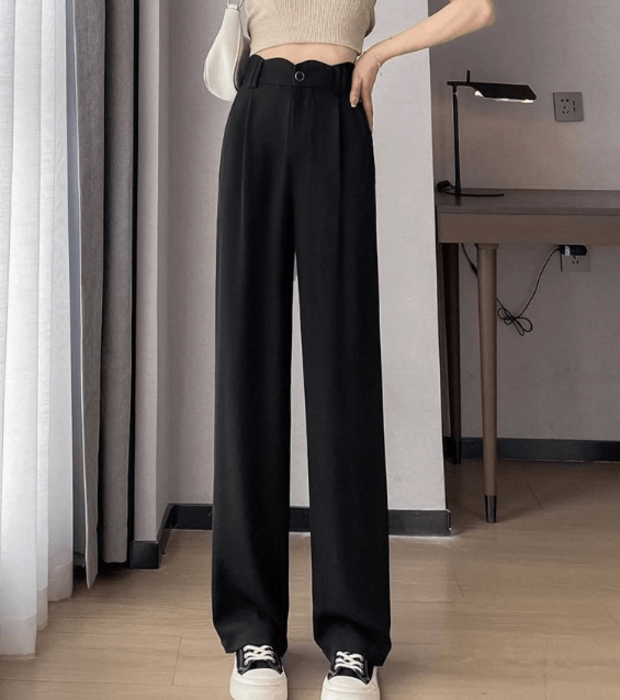 骨格ウェーブハイウエストストレートパンツ