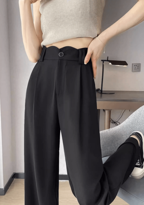 骨格ウェーブハイウエストストレートパンツ