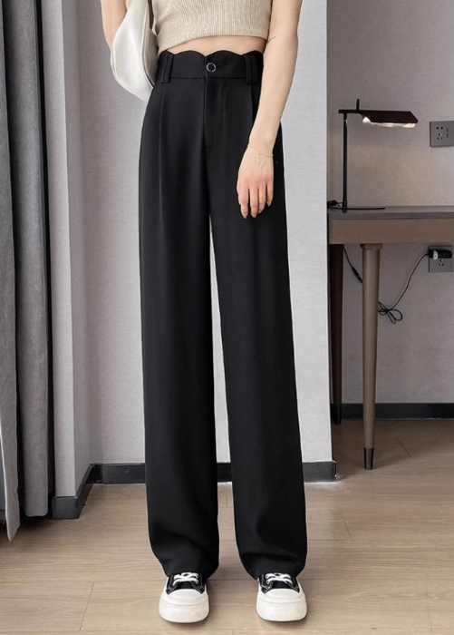 骨格ウェーブハイウエストストレートパンツ