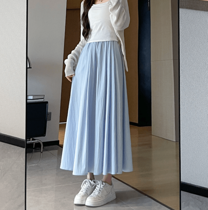 骨格ウェーブAラインロングスカート