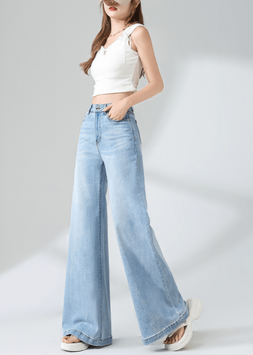 骨格ナチュラルワイドレッグブルーデニム パンツ|骨格ナチュラル専門