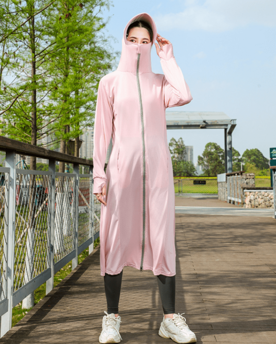 骨格ナチュラルUVカットサンバイザーロングパーカー アウター/コート