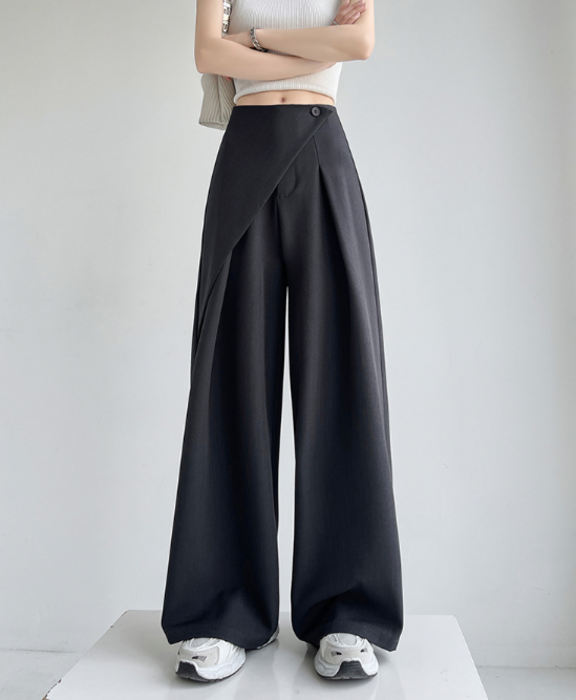 骨格ウェーブアシンメトリーラップデザインワイドパンツ（パンツ