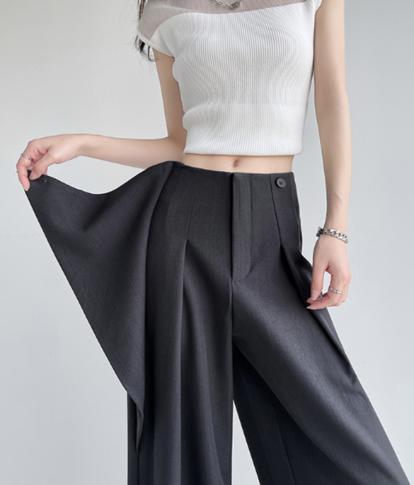 骨格ストレートアシンメトリーラップデザインワイドパンツ