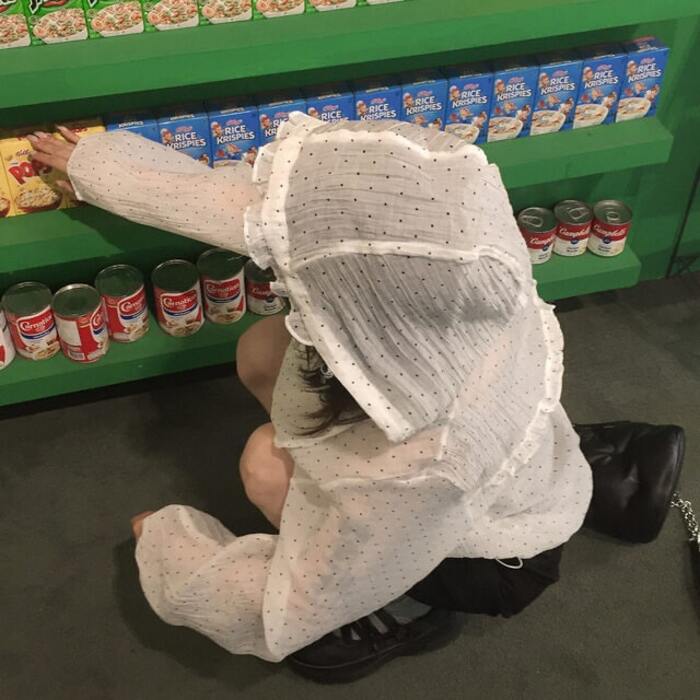 骨格ウェーブシアードットパーカートップス