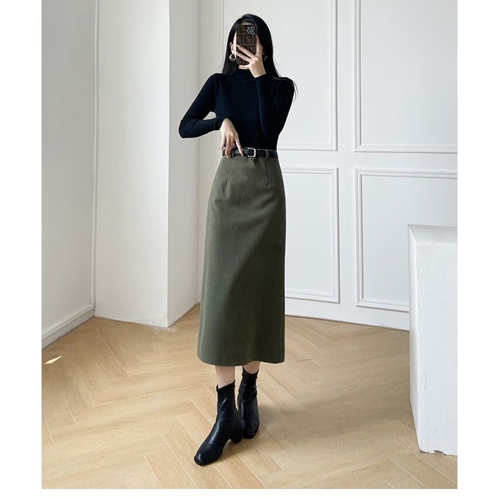 骨格ウェーブ服ハイウエストストレートスカート（スカート）｜骨格