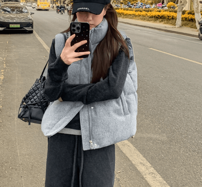 骨格ウェーブダウンベスト