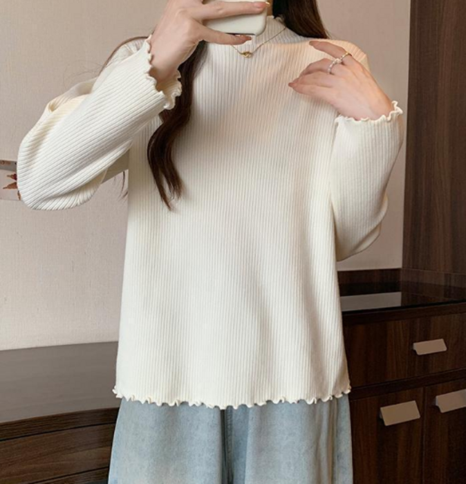 骨格ウェーブハーフネックリブトップス（トップス）｜骨格ウェーブ専門