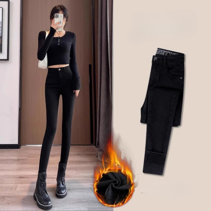骨格ウェーブストレッチスキニーデニムパンツ
