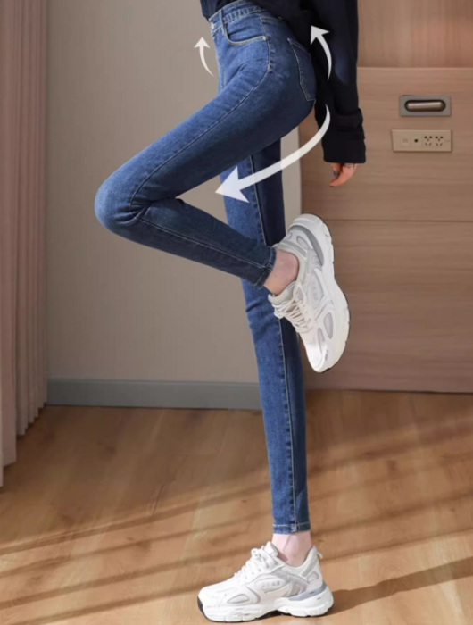 骨格ウェーブストレッチスキニーデニムパンツ