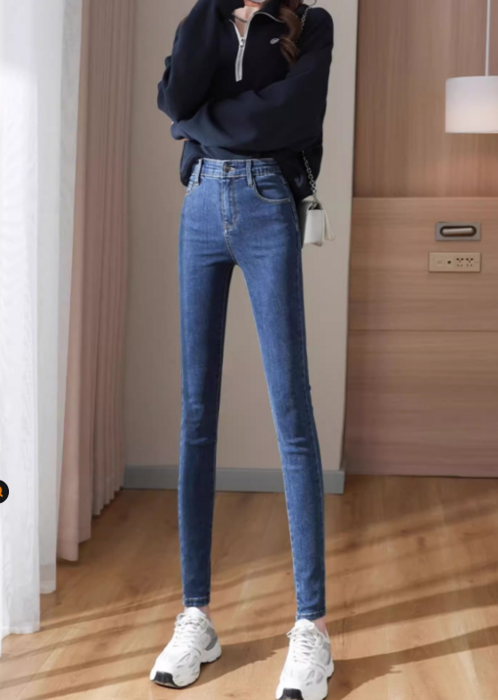 骨格ウェーブストレッチスキニーデニムパンツ
