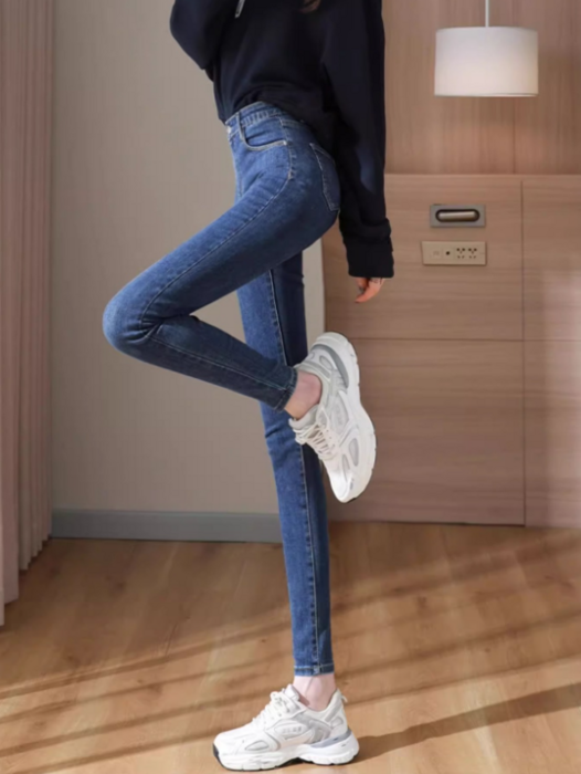 骨格ウェーブストレッチスキニーデニムパンツ