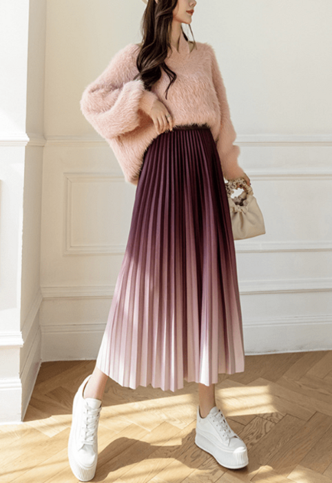 On グラデーション プリーツ スカート Size:S 全豪ver. チェック柄グラデーションプリーツスカート | Maiden's Rêve