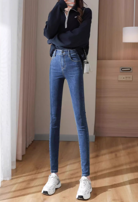 骨格ウェーブストレッチスキニーデニムパンツ