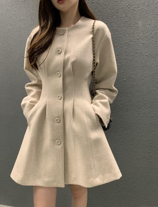 骨格ウェーブサイドタックAラインショートコート