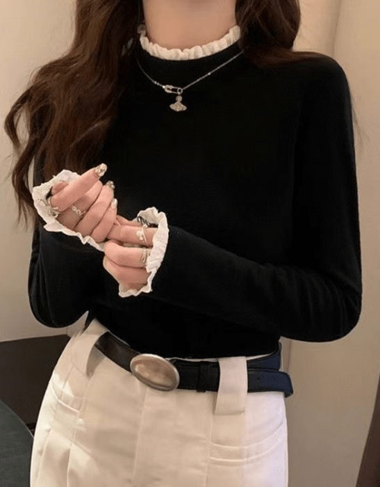 骨格ウェーブメロウネックトップス