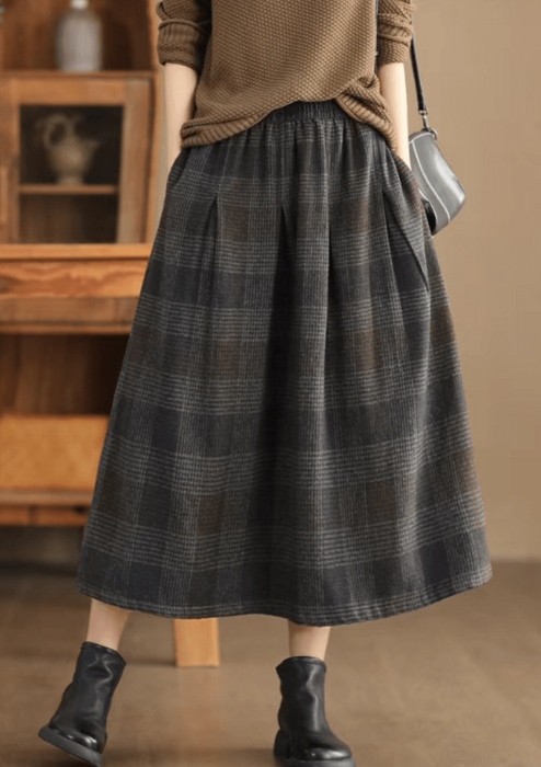 骨格ウェーブ骨格ウェーブチェック柄ギャザースカート