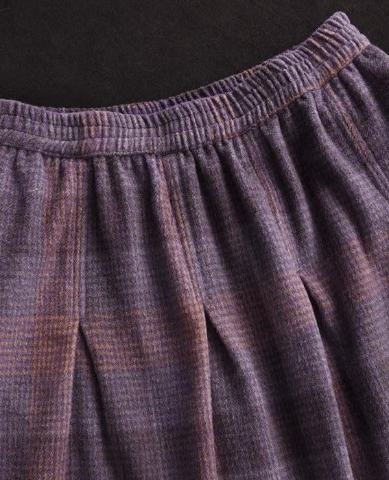 骨格ウェーブ骨格ウェーブチェック柄ギャザースカート