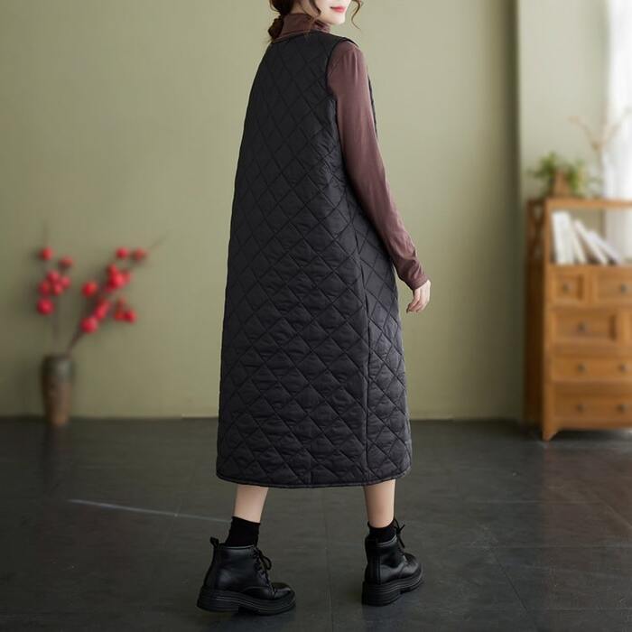 骨格ウェーブキルティングノースリーブワンピース