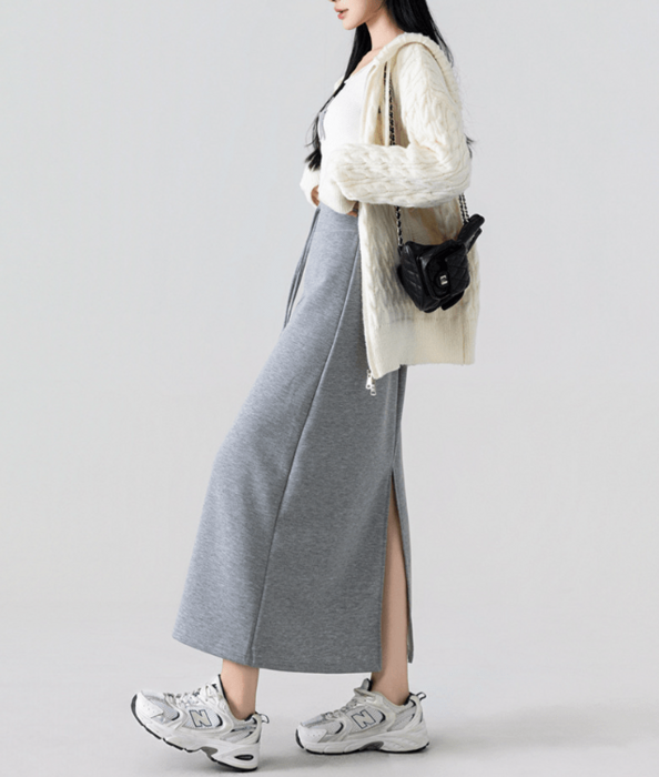 骨格ウェーブスウェットAラインロングスカート