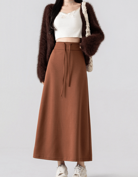 骨格ウェーブスウェットAラインロングスカート