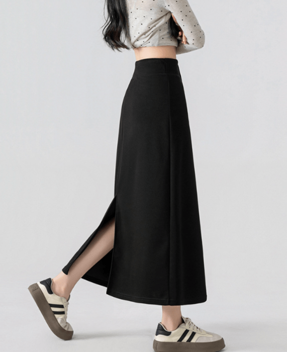 骨格ウェーブスウェットAラインロングスカート