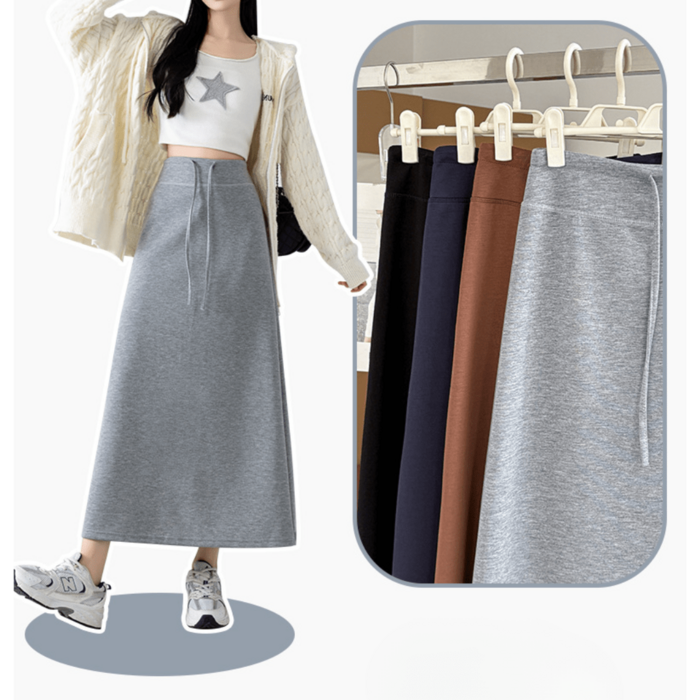 骨格ウェーブスウェットAラインロングスカート