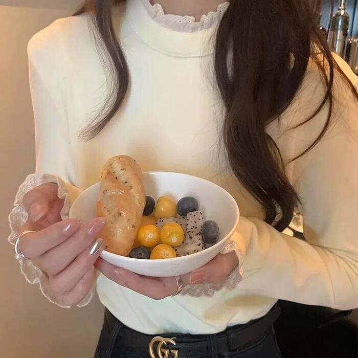 骨格ウェーブメロウネックトップス