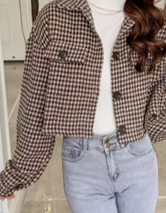 イエベ服 ジャケット 千鳥柄ショートジャケット(イエベ秋向け