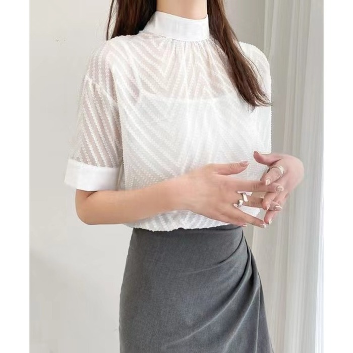 ウェーブジャガードブラウス　 ウェーブジャガードペンシルタイトスカート ウェーブジャガードブラウス ウェーブジャガードペンシルタイト