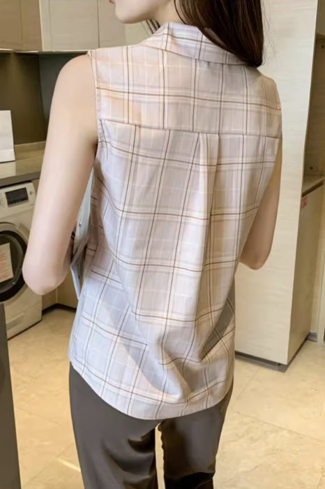 ノースリーブシャツ チェック柄 フード カジュアル r-2050 uricca シャツ トップス レディース 長袖 春 チェック 柄 赤