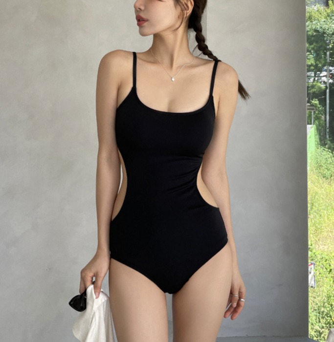 赤 ワンピース水着 カットアウトデザイン レースレディース Lace Ladies シンプル無地ワンピース水着