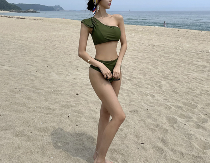 骨格ストレートワンショルダーフリル水着 水着|骨格ストレート